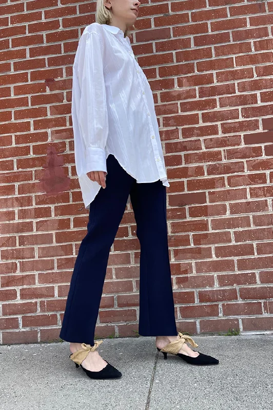 Long Kick Stretch-Cotton Pants in Navy Comfortable Maternity Pants