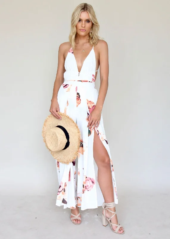 Lost In The Sun Pantsuit - Roses Comfortable Denim Trousers