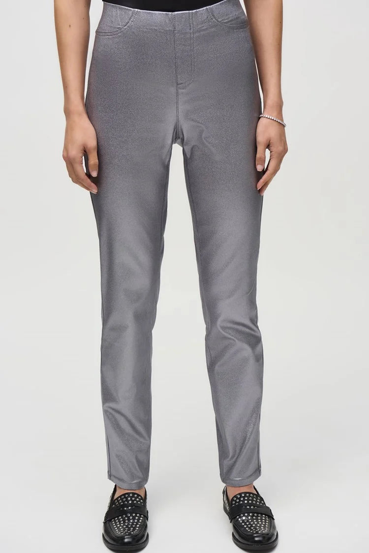 Metallic Pants - Gunmetal Chic Wool Trousers