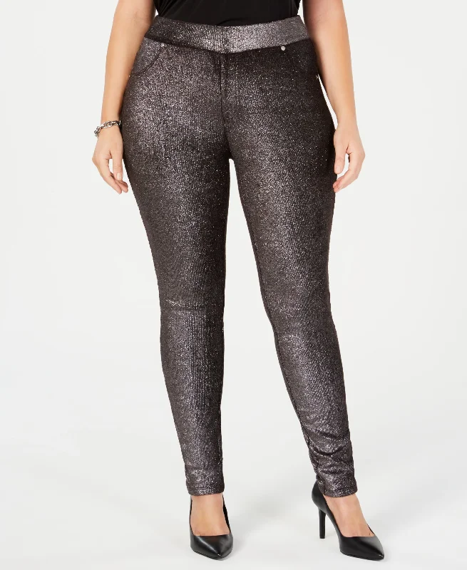 Michael Michael Kors Plus Size Foil Print Pull On Pants Warm Wool Trousers