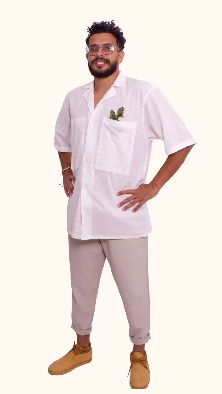 Oversized Chemise + Pants Set Trendy Wide-Legged Trousers