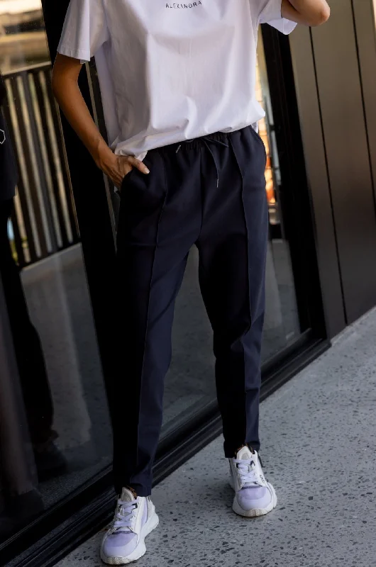 PACO Pants Navy Trendy Wide-Legged Trousers