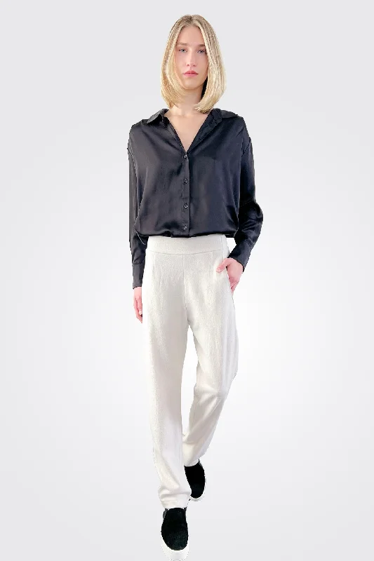 Pants - Off White Casual Drawstring Pants