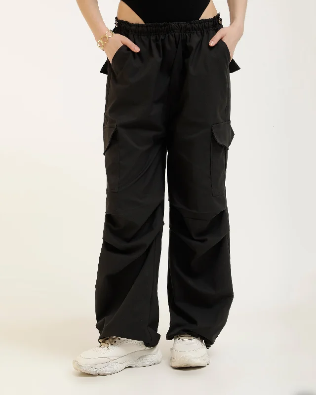PARACHUTE PANTS WITH ADJUSTABLE SLIDER Cozy Full-Length Pants