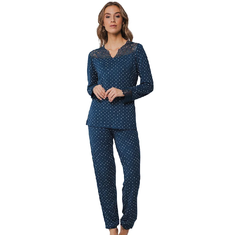 Pastunette Pyjama Set Of Long Sleeved Top V Neck  And Long Pants High-Waist Yoga Pants