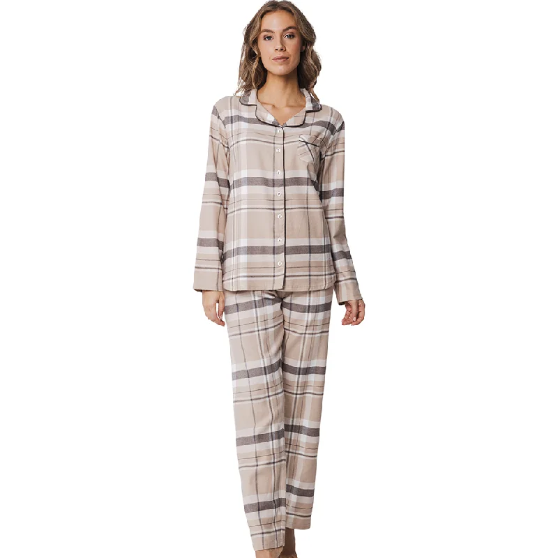 Pastunette Pyjama Set Of Long Sleeved Top With Button Closure And Long Pants Trendy Tapered Pants