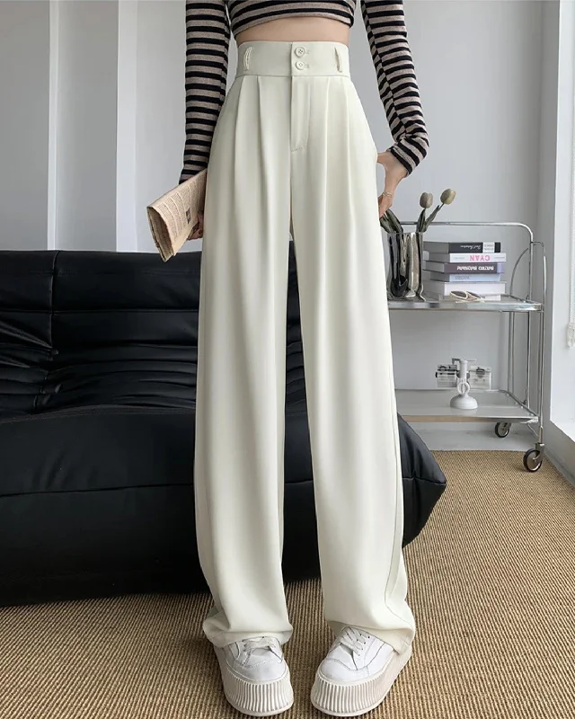 WHITE PLEATED PANTS Comfortable Pleated Pants