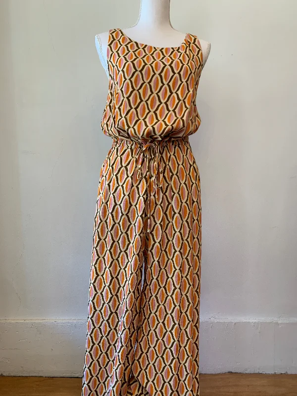 Velvet Printed Pantsuit Stylish Paperbag Waist Pants