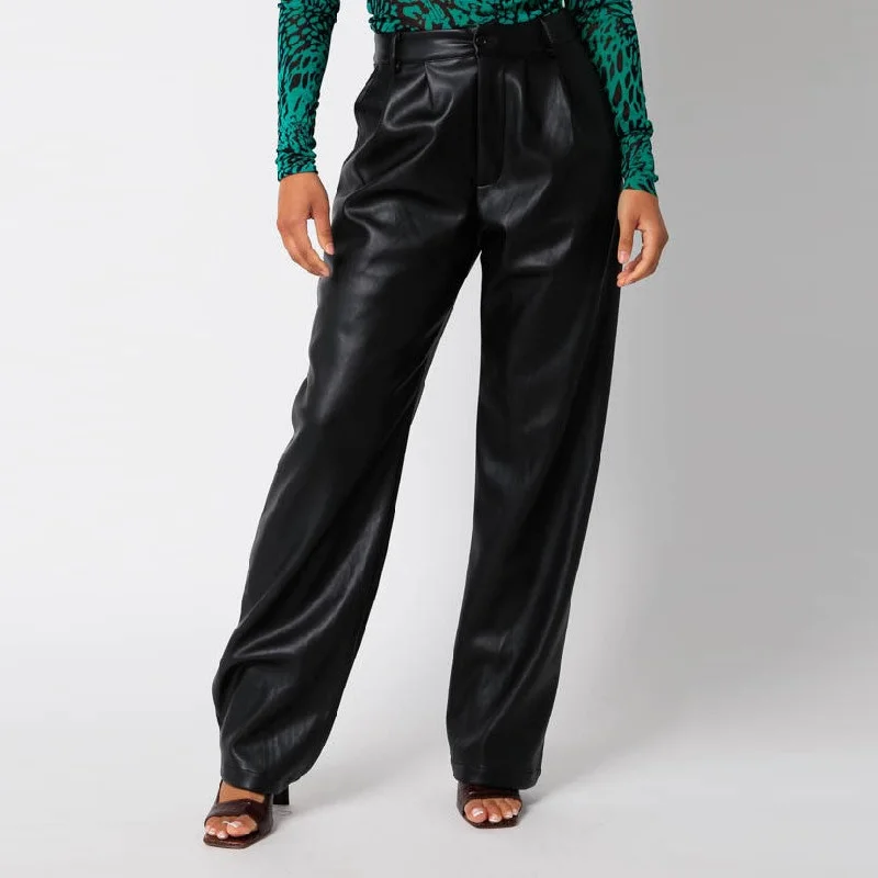 Pu Devon Pants (Black) Comfortable Denim Pants