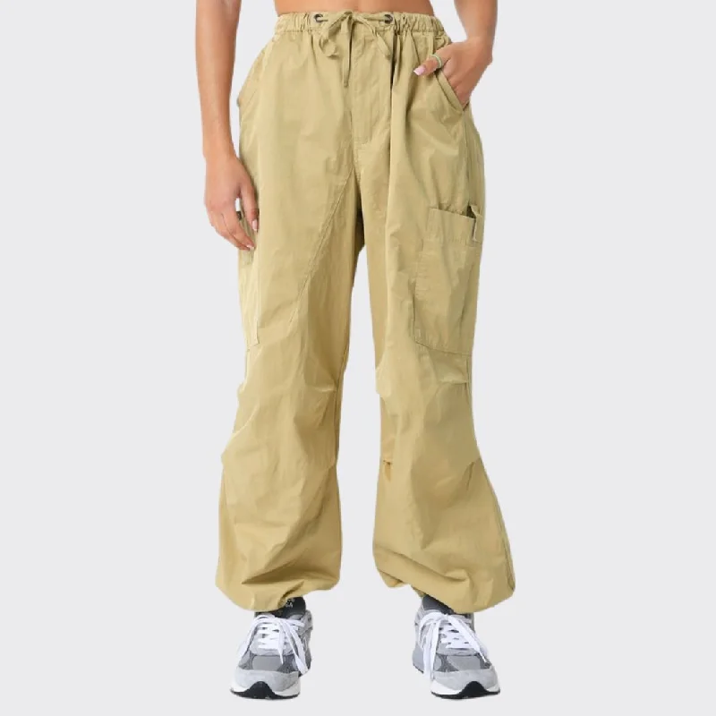 Rowen Pu Parachute Pants (Taupe) Fashionable Button-Up Pants