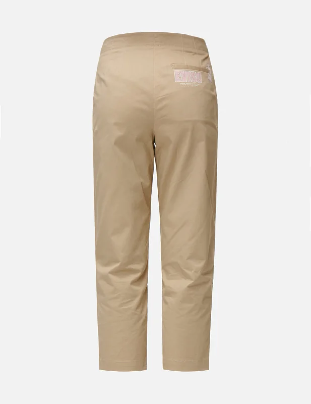 Seagull and Logo Taper Pants Comfortable Fleece Pants