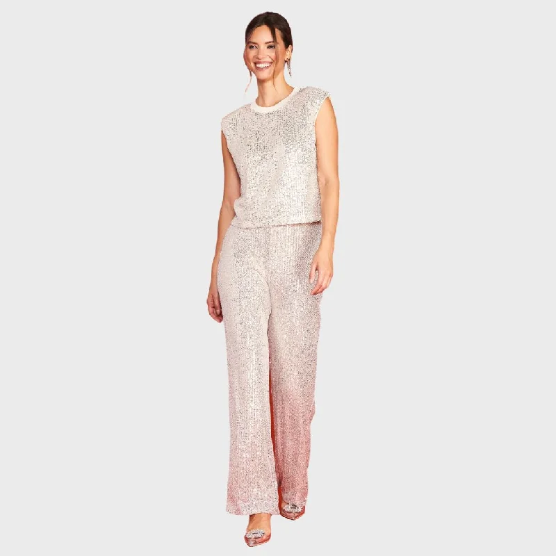 Sequin Flared Pants (Champagne) Stretch Fit Pants
