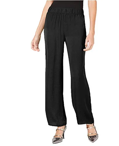 Smocked-Waist Washed-Satin Pants Comfortable Jogger Trousers