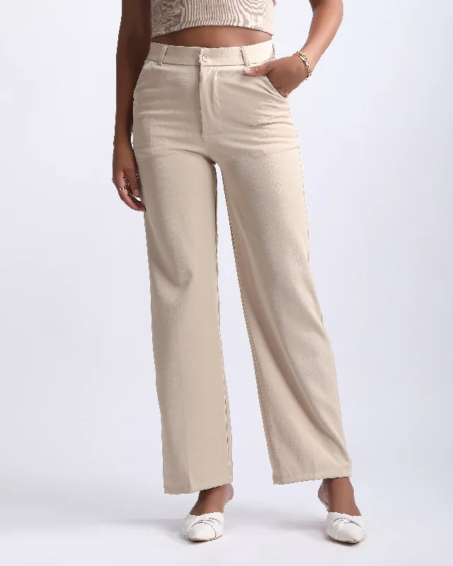 HIGH WAIST STRAIGHT FIT PANTS Fashionable Track Pants
