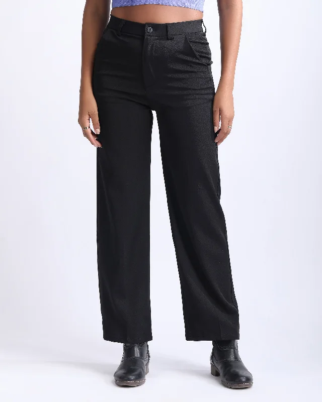 HIGH WAIST STRAIGHT FIT PANTS Warm Wool Trousers