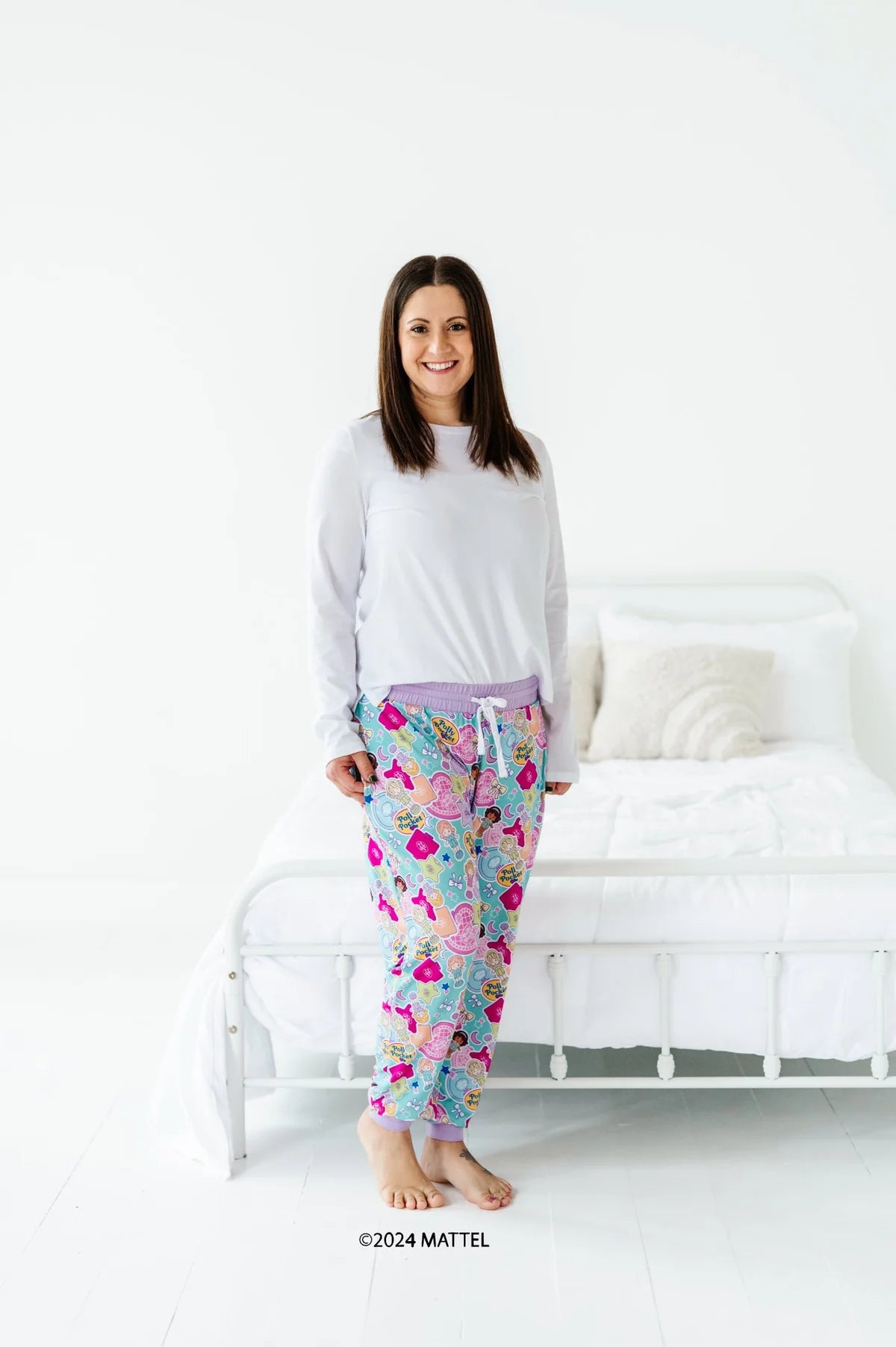 The Sleepy Sloth Polly Pocket Tiny is Mighty  Print Women's Sleepy Pants Pajama Bottoms High-Waist Jeans