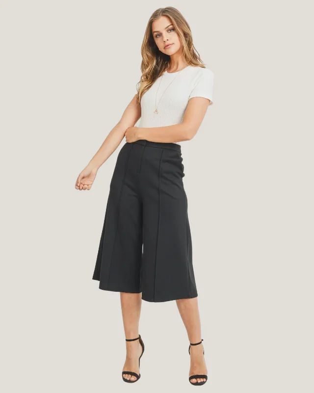 Women's Black Culotte Pants Soft Sweatpants Style