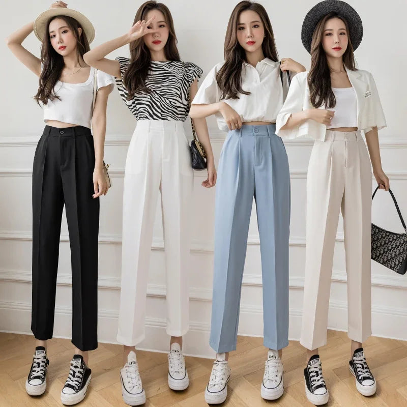 Women's Wide Leg Fashion Designer Harem High Waist Pants Trendy Work Pants