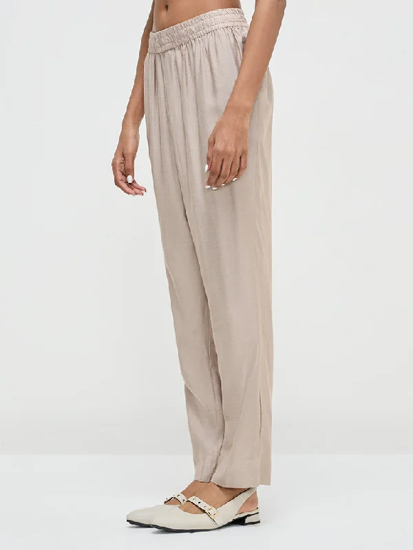 Zuba Beige High-Rise Ethnic Pants Cozy Jogger Leggings