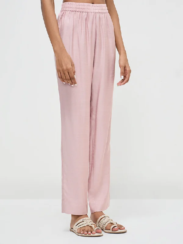 Zuba Dusty Pink High-Rise Ethnic Pants Comfortable Jogging Pants