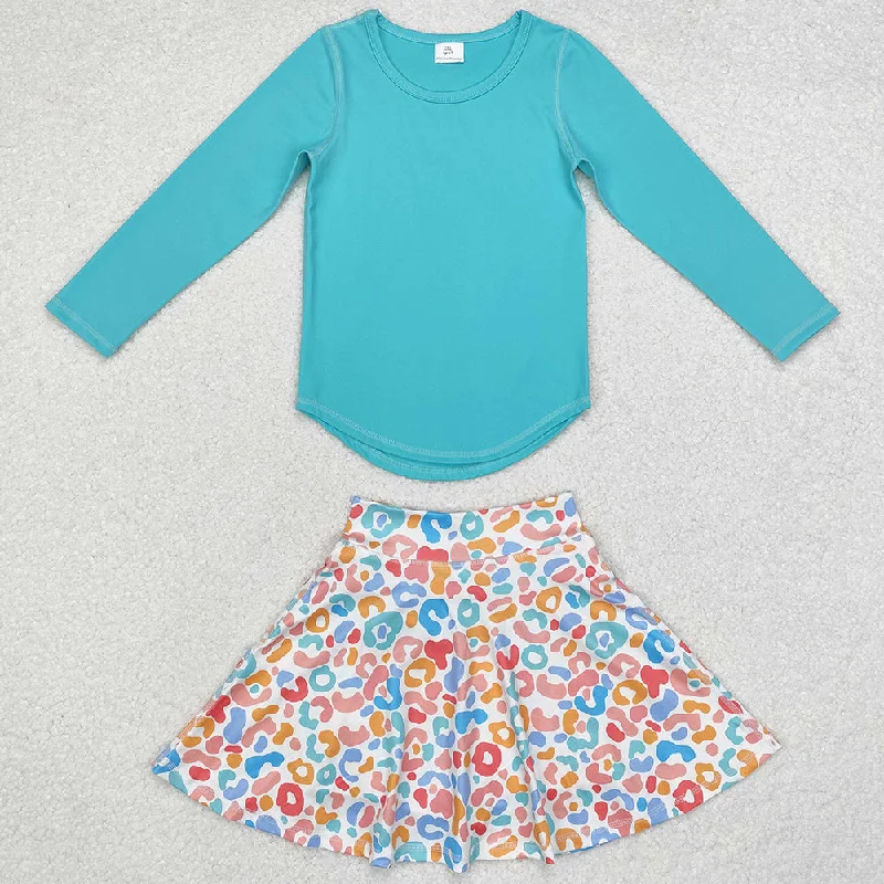 Baby Girls Clothes Boutique Corol Top Colorful Leopard Skirts Yoga Clothes Sets denim skirt durable Baby Girls Clothes Boutique Corol Top Colorful Leopard Skirts Yoga Clothes Sets denim skirt durable