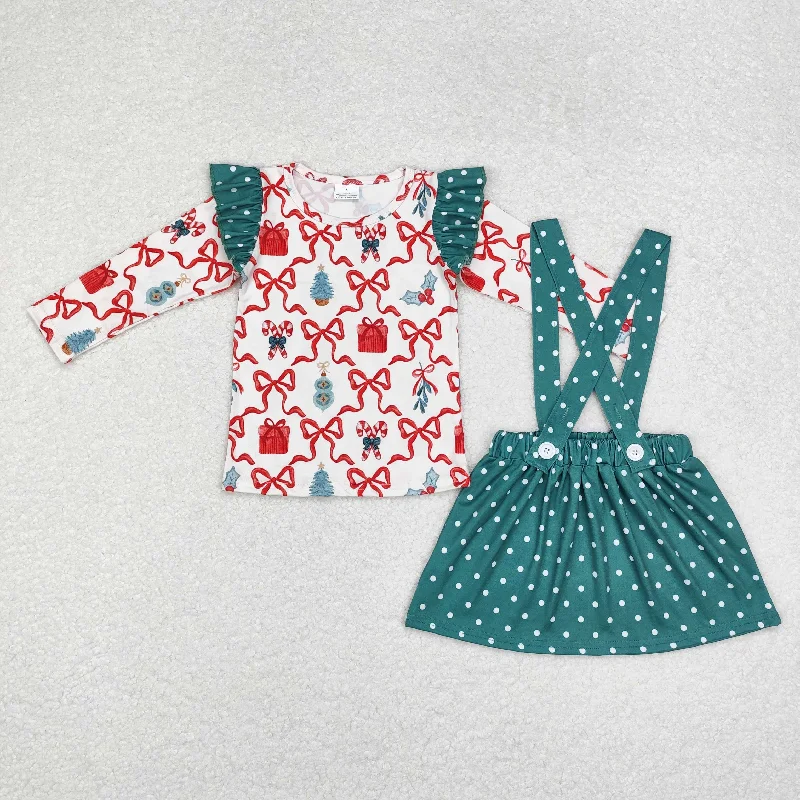 GLD0617 Baby Girls Christmas Bows Gifts Tunic Top Suspender Skirt Clothes Sets chiffon skirt delicate GLD0617 Baby Girls Christmas Bows Gifts Tunic Top Suspender Skirt Clothes Sets chiffon skirt delicate