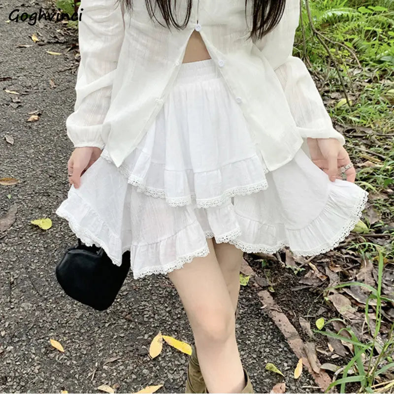Mini Skirts Women Summer Ruffles Design Solid Sweet Fashion High Waist Lovely Korean Style All-match Girlish Tender New Simple velvet skirt plush Mini Skirts Women Summer Ruffles Design Solid Sweet Fashion High Waist Lovely Korean Style All-match Girlish Tender New Simple velvet skirt plush