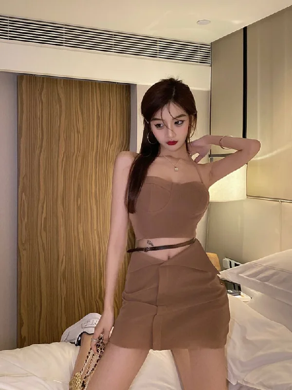 Summer Sexy Skirt Suits Women Two Piece Set New Strap Crop Top + High Waist Bodycon Mini Skirt Sets 2 Piece Outfits denim skirt trendy Summer Sexy Skirt Suits Women Two Piece Set New Strap Crop Top + High Waist Bodycon Mini Skirt Sets 2 Piece Outfits denim skirt trendy