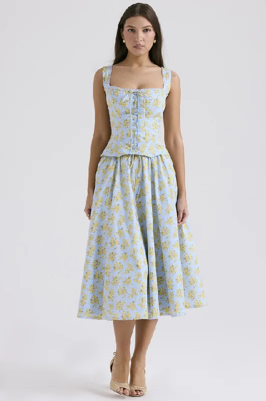 Vintage Floral Print Top + Skirt Set wool skirt warm